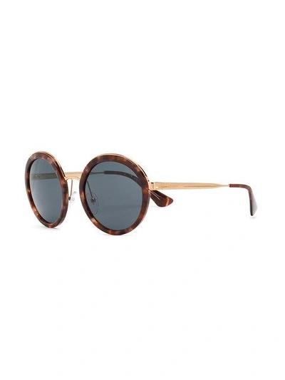 Shop Prada Tortoiseshell Round Sunglasses In Brown