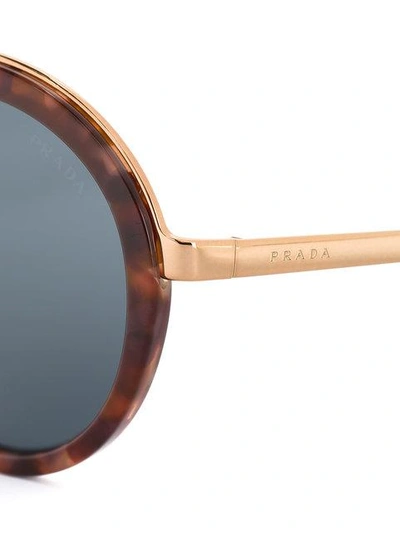 Shop Prada Tortoiseshell Round Sunglasses In Brown