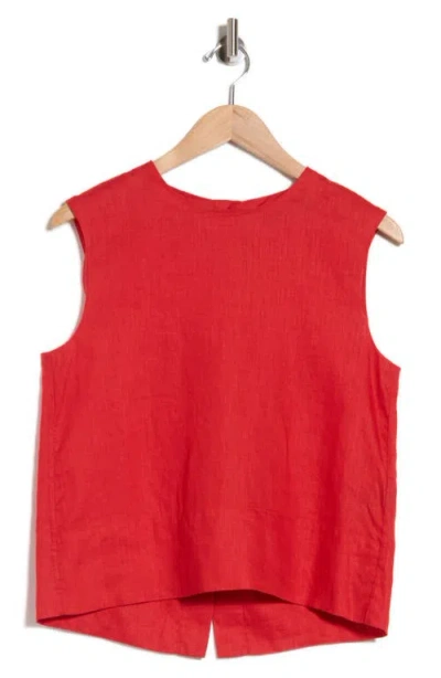 Theory Button Back Sleeveless Shell In Cherry Red