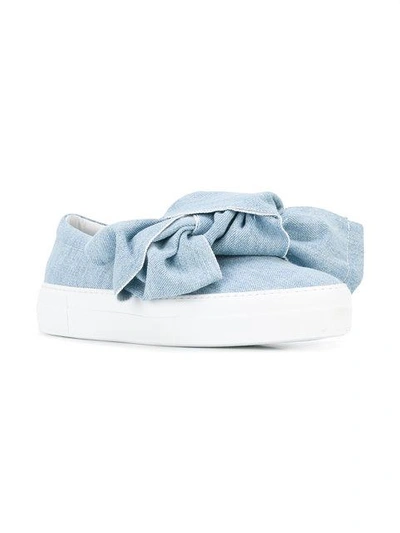 Shop Joshua Sanders Denim Slip-on Bow Sneakers In Blue