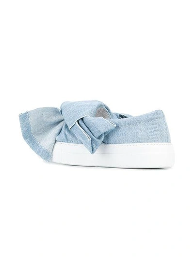 Shop Joshua Sanders Denim Slip-on Bow Sneakers In Blue