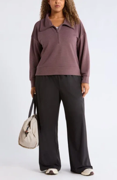 Zella Half Zip Fleece Ottoman Pullover In Blue