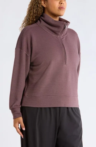 Zella Half Zip Fleece Ottoman Pullover In Blue