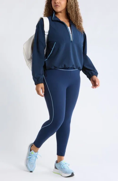 Zella Piped Half Zip Pullover In Black