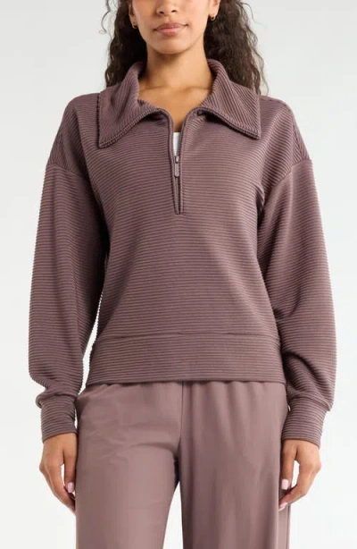 Zella Half Zip Fleece Ottoman Pullover In Purple