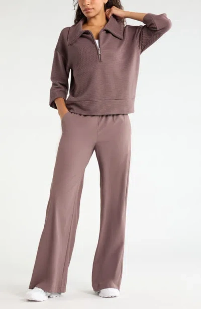Zella Half Zip Fleece Ottoman Pullover In Purple