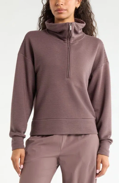 Zella Half Zip Fleece Ottoman Pullover In Purple