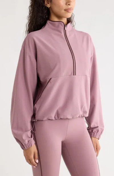 Zella Piped Half Zip Pullover In Pink