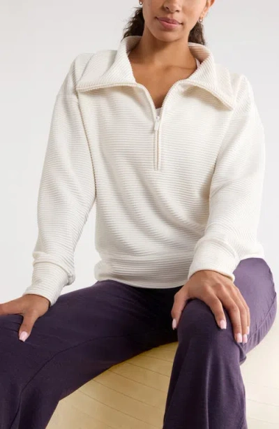 Zella Half Zip Fleece Ottoman Pullover In White