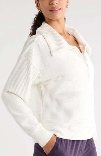 Zella Half Zip Fleece Ottoman Pullover In White