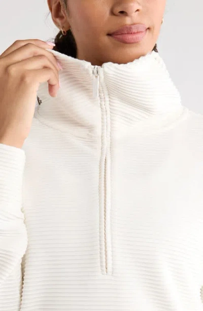 Zella Half Zip Fleece Ottoman Pullover In White