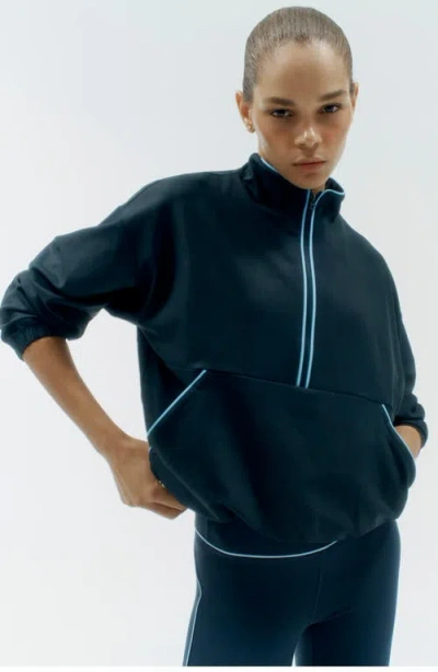 Zella Piped Half Zip Pullover In Blue