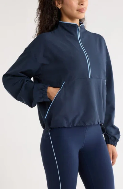 Zella Piped Half Zip Pullover In Blue