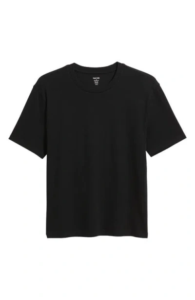 Open Edit Shrunken Stretch Cotton T-shirt In Black