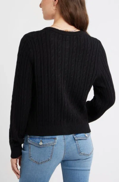 Bp. Button Front Cotton Blend Cardigan In Black