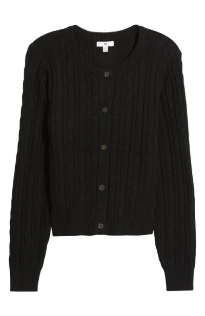 Bp. Button Front Cotton Blend Cardigan In Black
