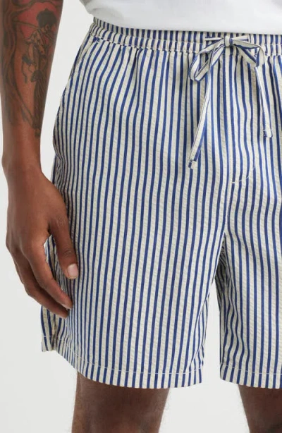 Open Edit Stripe Seersucker Drawstring Shorts In Multi