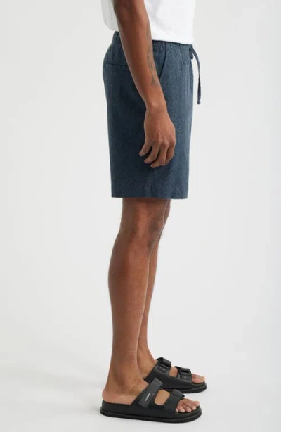 Open Edit Linen Blend Shorts In Blue