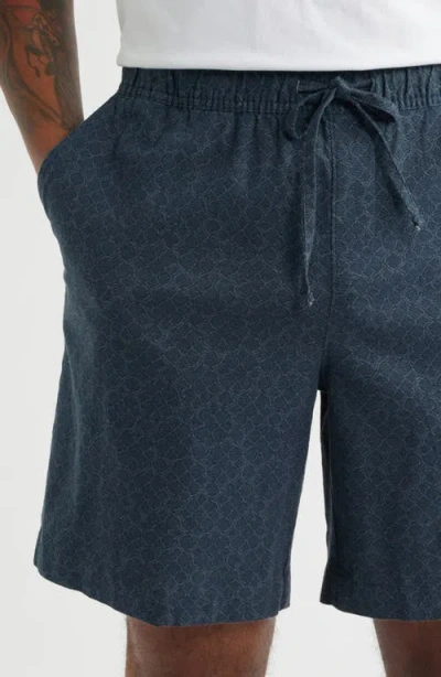 Open Edit Linen Blend Shorts In Blue