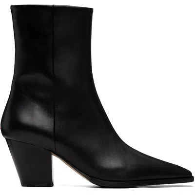 Aeyde Hedvig Pointed-toe Leather Ankle Boots In Black