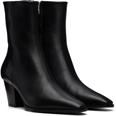 Aeyde Hedvig Pointed-toe Leather Ankle Boots In Black
