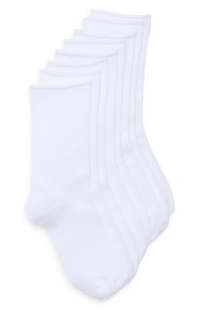 Nordstrom Assorted 4-pack Roll Top Crew Socks In White