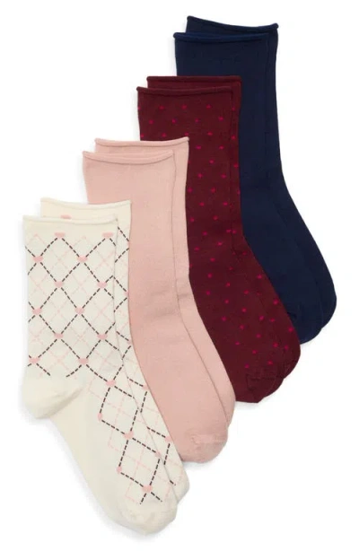 Nordstrom Assorted 4-pack Roll Top Crew Socks In Neutral