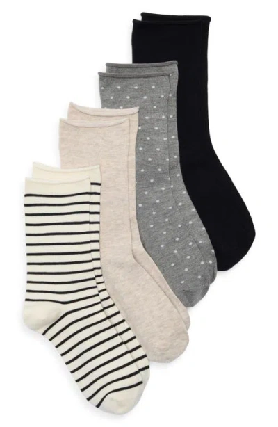 Nordstrom Assorted 4-pack Roll Top Crew Socks In Gray