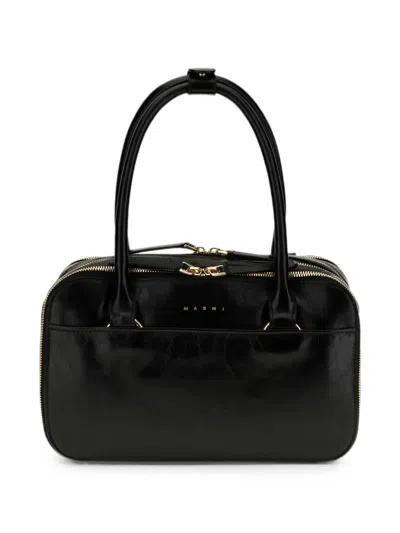 Marni Black Calf Leather Bos Taurus Handbag In Black