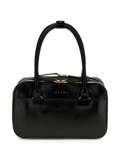 Marni Black Calf Leather Bos Taurus Handbag In Black