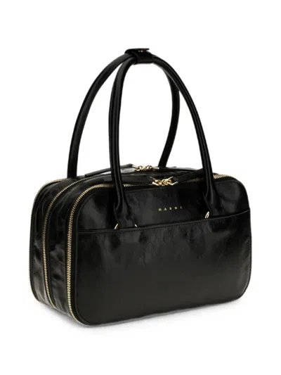 Marni Black Calf Leather Bos Taurus Handbag In Black