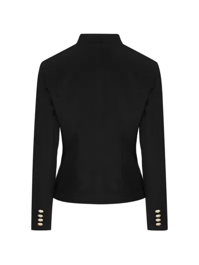 Cini Double-breasted High-neck Jacket In Black