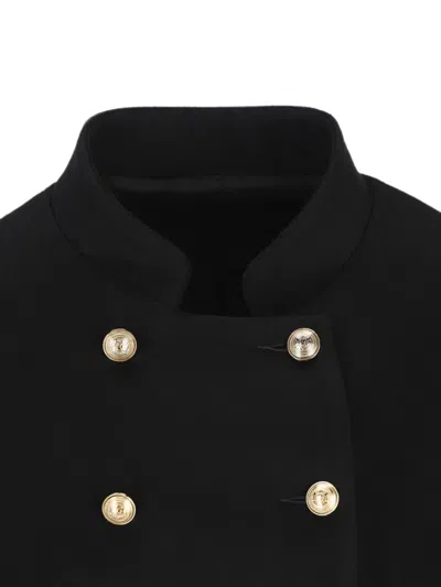 Cini Double-breasted High-neck Jacket In Black