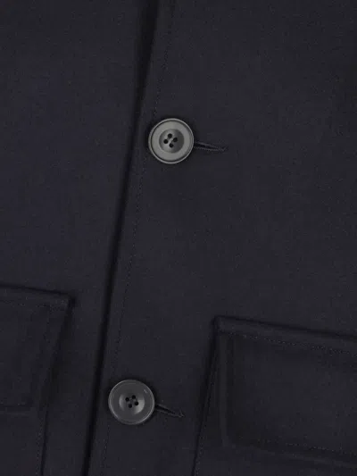 Cini Button-up Hooded Jacket In Blue