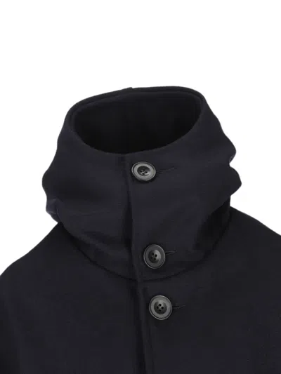 Cini Button-up Hooded Jacket In Blue
