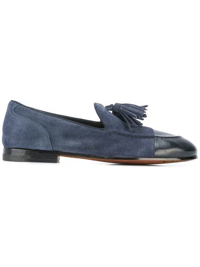 Shop Alberto Fasciani Tasseled Low-heel Loafers - Blue