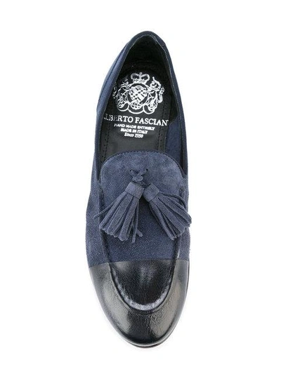 Shop Alberto Fasciani Tasseled Low-heel Loafers - Blue