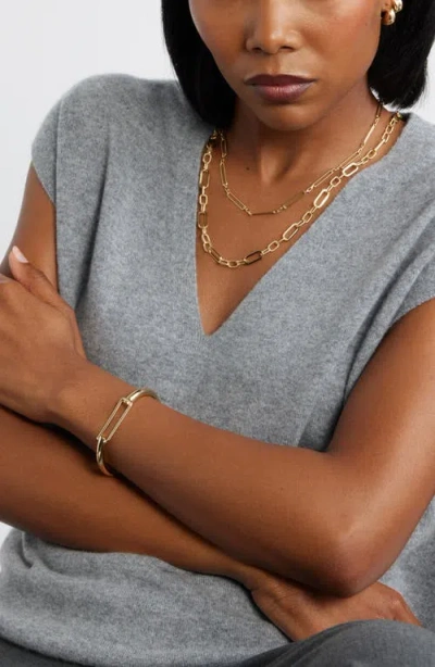 Nordstrom Open Rectangle Closure Bangle In Gold