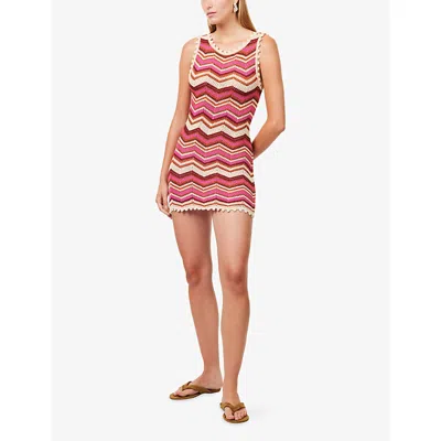Devon Windsor Mens  Alba Zigzag-pattern Knitted Mini Dress In Berry