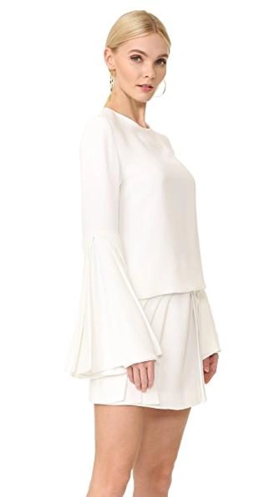 Shop Brandon Maxwell Layered Sleeve Top In Ivory