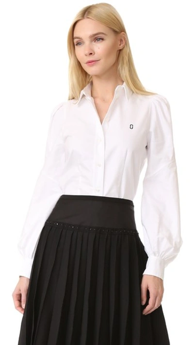 Shop Marc Jacobs Bishop Sleeve Button Down In Белый