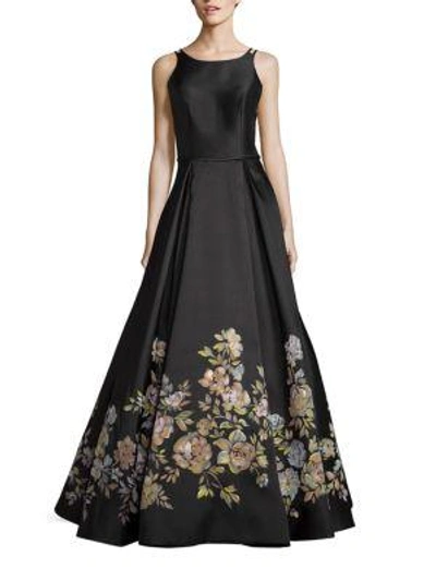 Shop Basix Black Label Floral-print Gown In Black