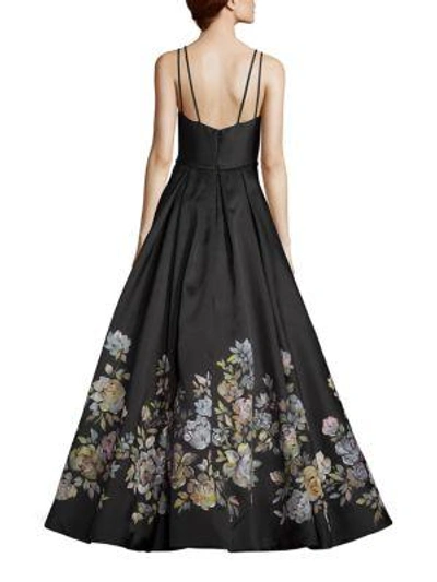 Shop Basix Black Label Floral-print Gown In Black