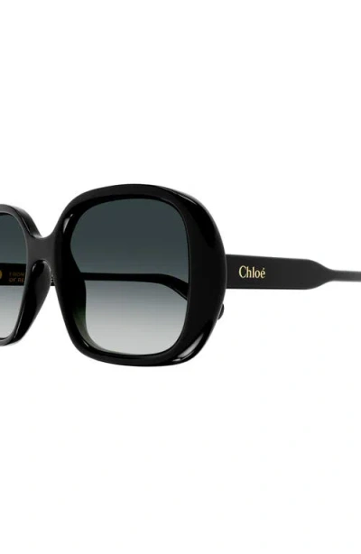 Chloé 55mm Gradient Polarized Square Sunglasses In Black