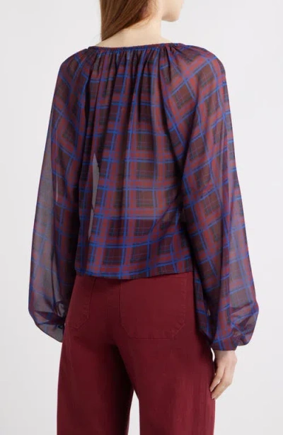 Frame Plaid Balloon Top In Multi