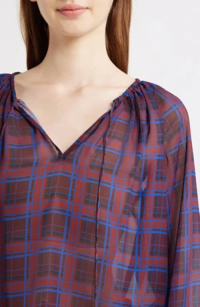 Frame Plaid Balloon Top In Multi
