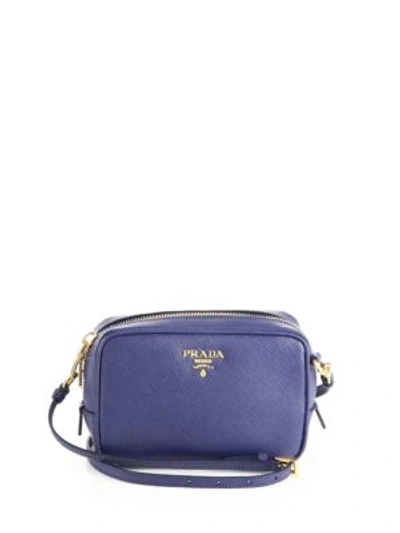 Shop Prada Saffiano Leather Camera Bag In Bluette-blue
