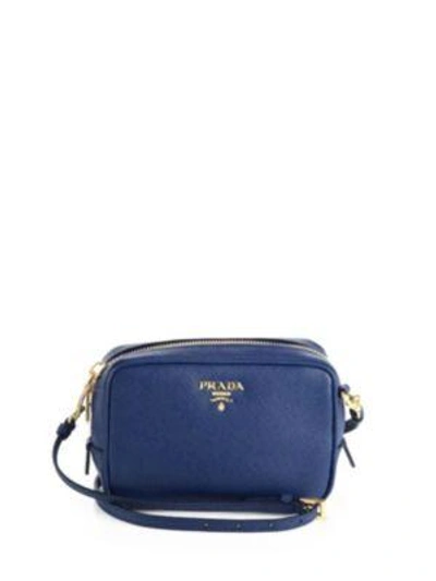 Shop Prada Saffiano Leather Camera Bag In Bluette-blue