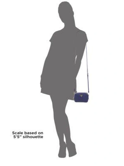Shop Prada Saffiano Leather Camera Bag In Bluette-blue
