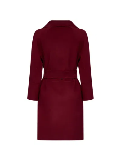 's Max Mara Belted Wool Coat In Red